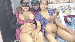 XXX threesome fucking of cheerful Devrani-Jethani after licking pussy Thumb