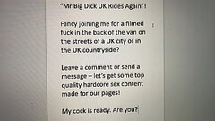 Mr Big Dick UK is looking for public sex and back of the van fucking - straight, hetrosexual, B/G sex Thumb