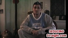 Nervous str8 amateur gets BJ and HJ 1st lesson by DILF Thumb