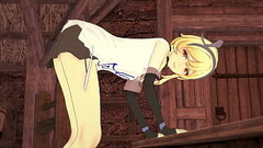 Lumine Traveler rides a dildo and enjoys being penetrated - Genshin Impact Hentai Thumb