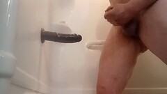 Cumming on my 8'_'_ dildo before trying it out Thumb