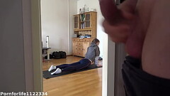I love to watch how my stepsister is doing yoga and jerk off Thumb