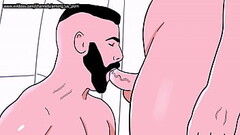 Bearded straight man sucks a male bottom'_s ass then the bottom sucks the straight'_s cock - Animated Gay Porn Thumb