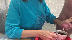 Stepmom drinks coffee with stepson'_s sperm massive cumshot taboo fetish Thumb