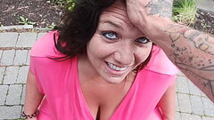 Homemade amature outdoors. Rad Brad Milf gets pussy fucked and throats cock part 1 Thumb