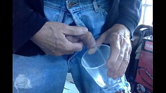 Uncut Cock Pissing in a glass Thumb