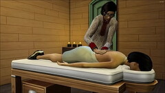 Asian step massages his after she visits him at work || Japanese and Thumb