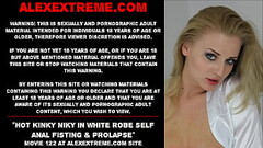 Hot pornstar Kinky Niky in white robe self anal fisting &amp_ prolapse Thumb