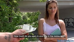 Euro brunette gets bentover and rides for cash before bj Thumb