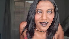 Desi slut wearing black lipstick wants her lips and tongue around your dick and taste your lips | close up | fetish Thumb