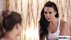 Yoga teacher squirting in students mouth Thumb