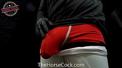 Big White Cock Male Stripper Horse Cock Stroking Huge Dick POV for Cumshot Close Up Thumb