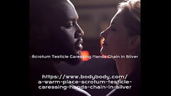 A Warm Place - Scrotum Testicle Caressing Hands Chain Penis Jewelry in Silver Thumb