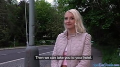 Blonde 25yo cutie gives blowjob to his huge dick in public Thumb