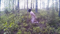 Dildo sucking in  the woods. Thumb