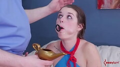 Leashed slut gagging on toy Thumb