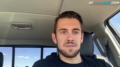 Hung stud jerks cock behind the wheel Thumb